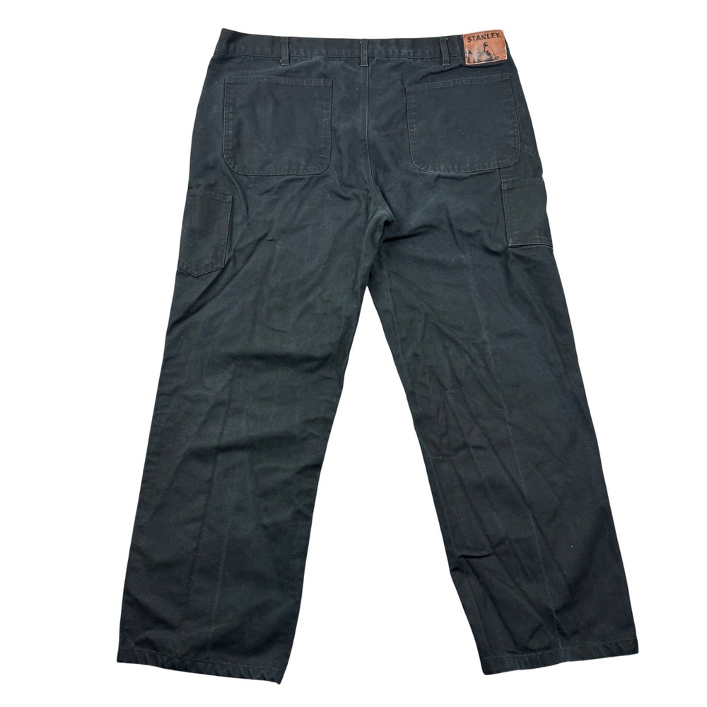 Stanley Mens 42x32 (42x31) Black Cotton Canvas Carpenter Work Pants Utility